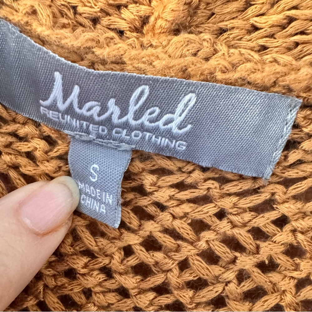 Crocheted Open Front Cardigan Marled Reunited Women’s Small Tan Lightweight - Picture 2 of 4
